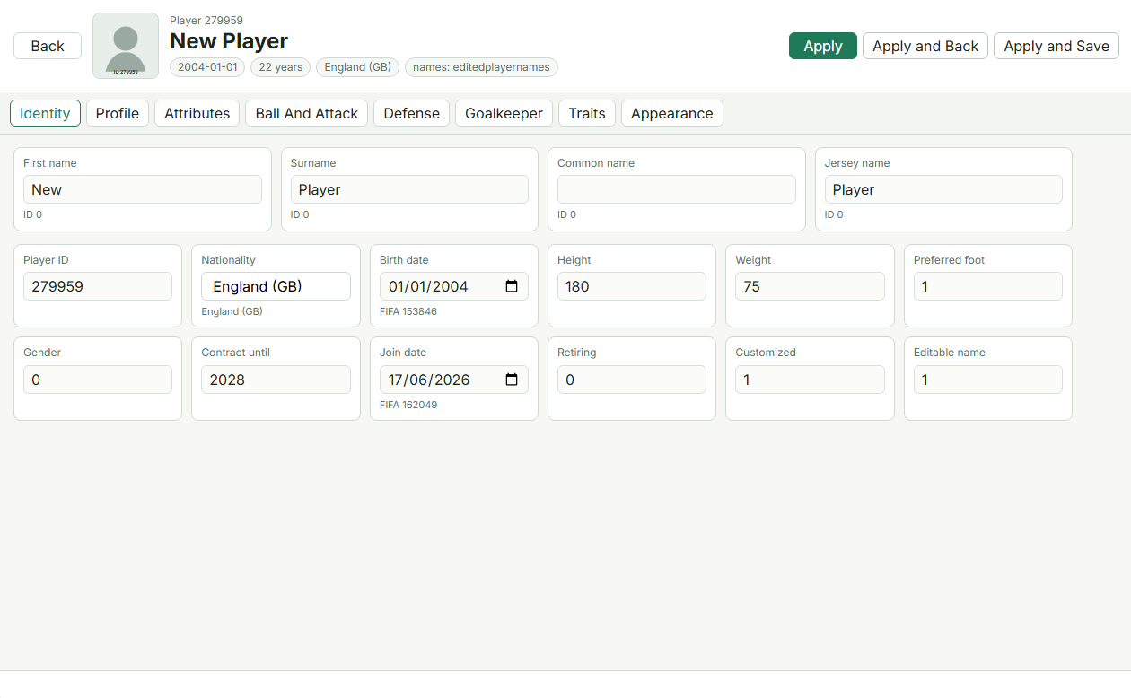 Player Creation