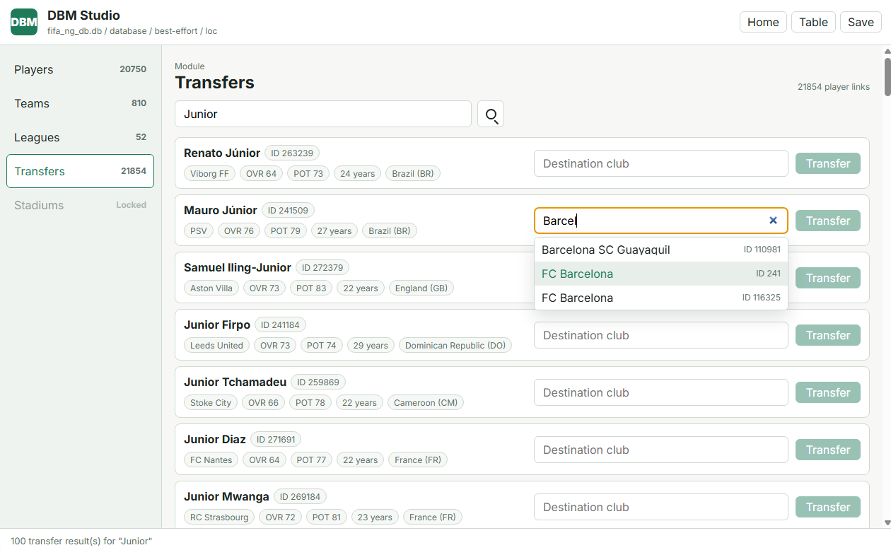 Roster Transfers